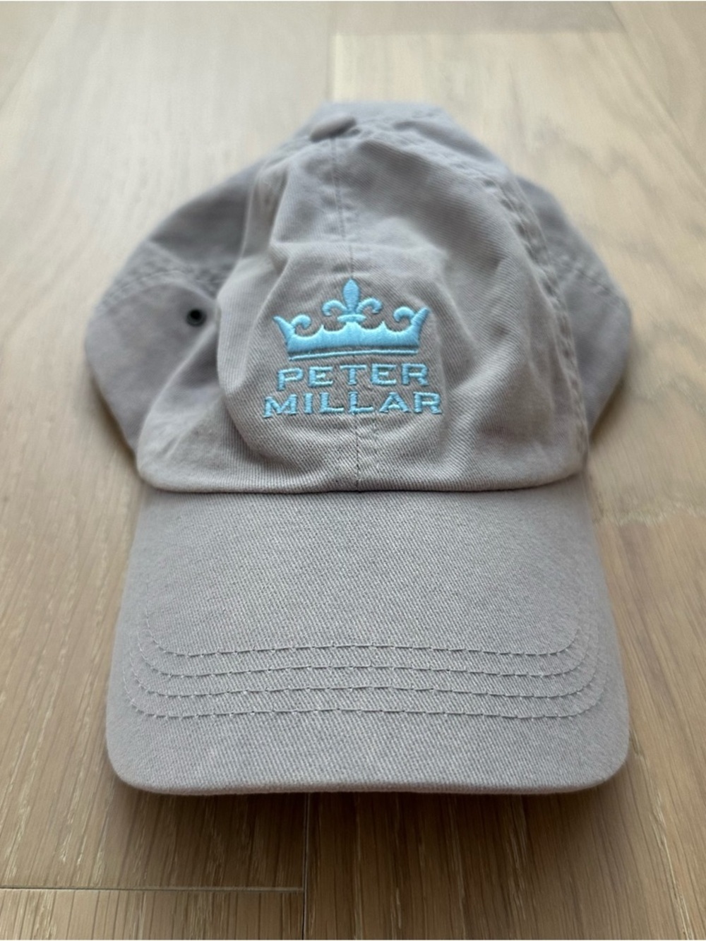 Peter Millar Hat Ball Cap Dad Hat Gray Light Blue Logo Mens Accessories - Picture 2 of 7